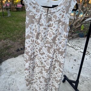 Chic Midi Dress with White Floral Design